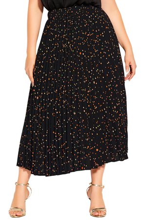 City Chic Prism Spot Pleated Maxi Skirt | Nordstrom
