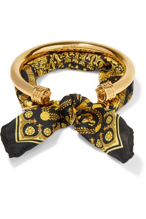 Versace | Gold-tone and printed silk-twill bracelet | NET-A-PORTER.COM