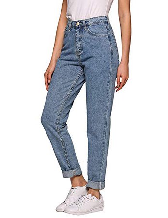 Romanstii Women's High Waist Mom Jeans, Boyfriend Straight-Leg Denim Pants at Amazon Women's Jeans store