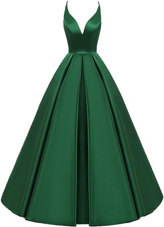 Lemai Backless Deep V Neck Simple Long A Line Prom Gowns Evening Dresses Emerald Green US 2 at Amazon Women’s Clothing store