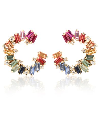 Rainbow Spiral 18Kt Gold Earrings With Diamonds And Sapphires - Suzanne Kalan | Mytheresa