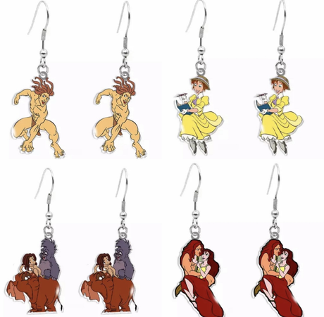 Tarzan Character Hook Earrings \ 90s Disney Movie Inspired Jewelry \Tarzan and Jane Porter Ape.. by Shopworldofwhimsy on Etsy
