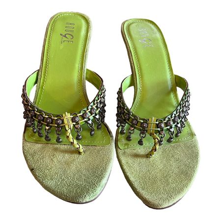 Women's Green and Silver Sandals | Depop