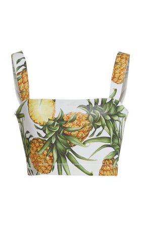 Pineapple-Print Poplin Cropped Top By Oscar De La Renta | Moda Operandi
