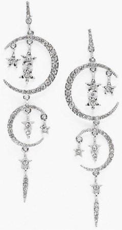 moon and star diamanté earrings