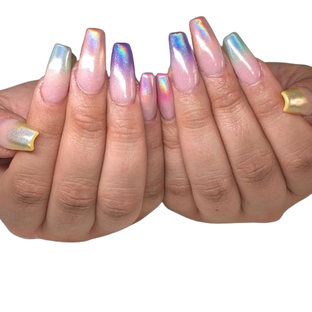 pastel rainbow holo nails