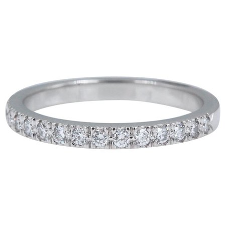 Authentic Tiffany and Co. Novo Platinum Diamond Wedding Band Ring 0.36 Carat For Sale at 1stdibs