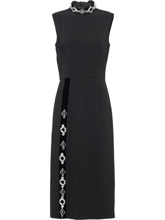 Black & silver Prada embellished sleeveless midi dress P3C80RS2021X8R - Farfetch