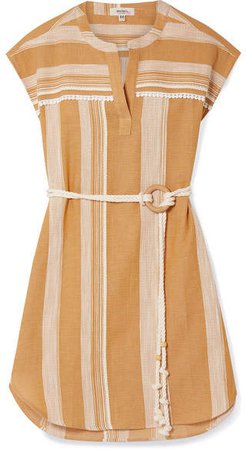 Derartu Belted Striped Cotton-gauze Mini Dress - Neutral