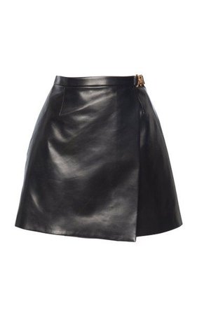 Versace Embellished Detail Leather Mini Skirt