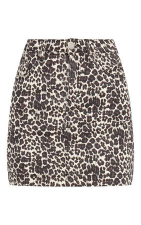 Leopard Denim Mini Skirt | Denim | PrettyLittleThing