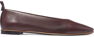Leather Ballet Flats - Brown