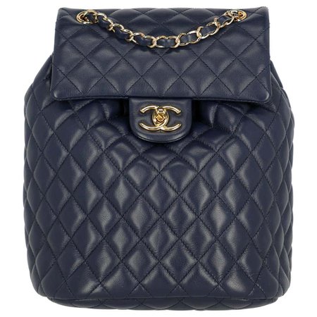 Chanel Women's Backpack Navy Leather For Sale at 1stdibs