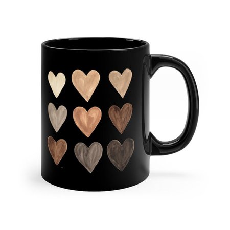 Melanin Hearts Mug Black Coffee Mug 11oz Cup Shades of | Etsy