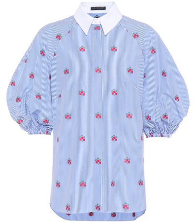 Floral-embroidered cotton blouse