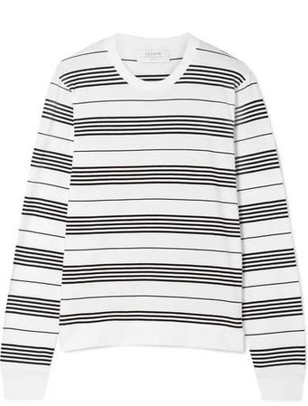 Bande Striped Stretch Cotton-jersey Top - White