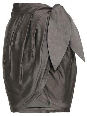 Draped Satin Mini Wrap Skirt
