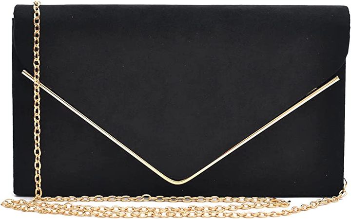 Dasein Ladies' Velvet Evening Clutch Handbag Formal Party Clutch For Women With Chain Strap (Black): Handbags: Amazon.com