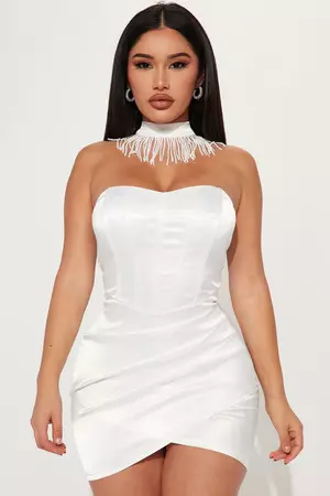 Luxe Collective Satin Mini Dress - White | Fashion Nova, Dresses | Fashion Nova