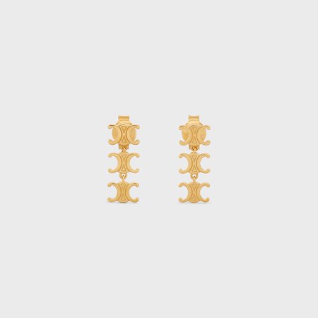 Triomphe Multi Short Earrings in Brass with Gold Finish - Gold | CELINE