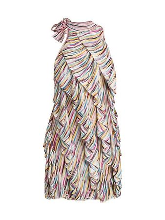 Shop Missoni Striped Ruffle Tie-Neck Minidress | Saks Fifth Avenue