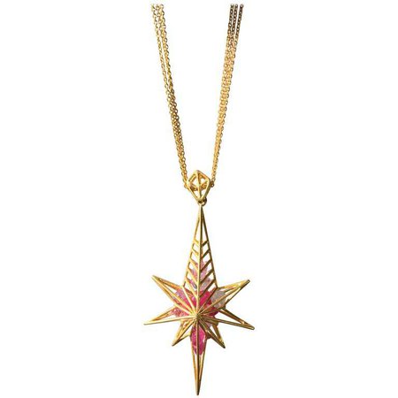 Lauren Harper Pink Sapphire Gold Star Necklace on Gold Chains For Sale at 1stdibs