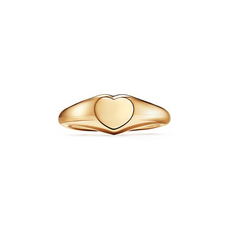 Tiffany & Co.® micro heart signet ring in 18k gold, 6.45 mm wide. | Tiffany & Co.