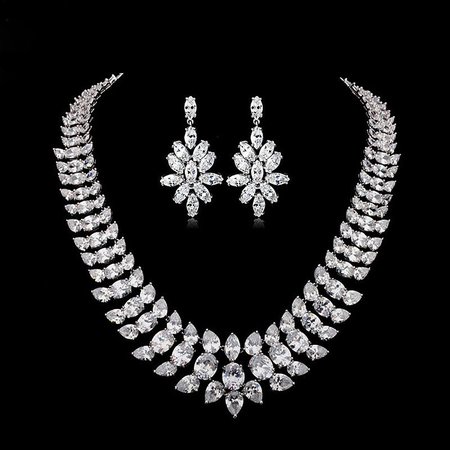 Cubic Zirconia Bridal Statement Necklace, Wedding Jewelry, Bridesmaid Gift