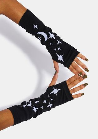 Moon And Stars Knit Arm Sleeves - Black – Dolls Kill