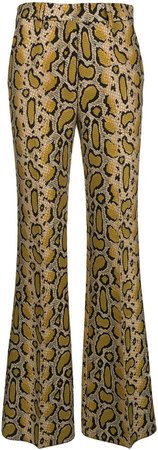 leopard print jacquard trousers