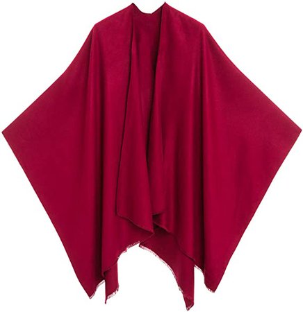 MELIFLUOS DESIGNED IN SPAIN Women's Shawl Wrap Poncho Ruana Cape Cardigan Sweater Open Front for Fall Winter (PC01-15) at Amazon Women’s Clothing store