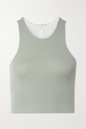 Net Sustain Calliope Reversible Cropped Organic Pima Cotton-blend Jersey Tank - Gray green