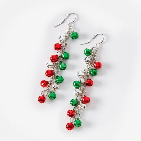 Christmas Silver 2'' Multicolored Bells Drop Earrings | Claire's US