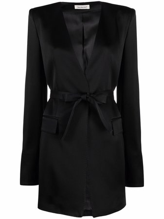 There Was One Collarless V-neck Belted Blazer - Farfetch