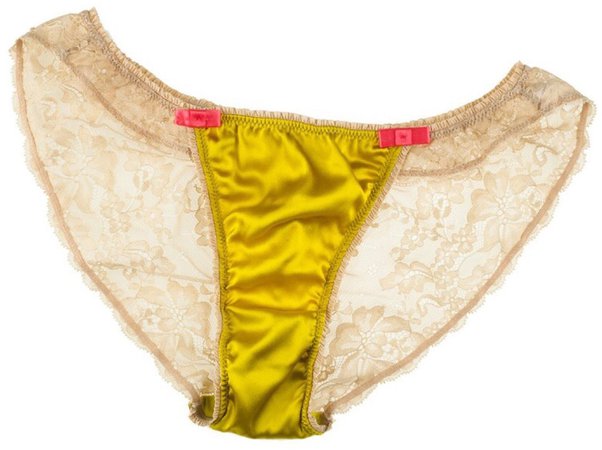 yellow satin lace panties 1/2