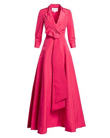 Carolina Herrera Silk Notched Lapel Trench Gown in Hot Pink (Pink) - Save 38% - Lyst