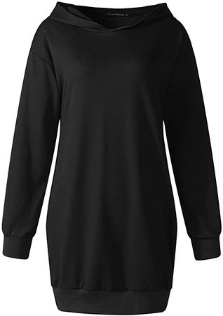Auxo Women Hoodie Dress Long Sleeve Print Oversized Tunic Sweatshirt Oversized Knitted Sweaters Jumper Black XL at Amazon Women’s Clothing store