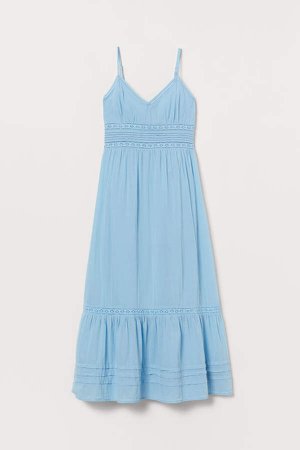 Long Dress with Lace Details - Blue