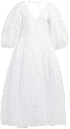 Cecilie Bahnsen - Refitze Balloon Sleeve Wrap Midi Dress - Womens - White