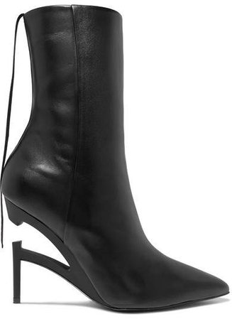 Unravel Project - Leather Ankle Boots - Black