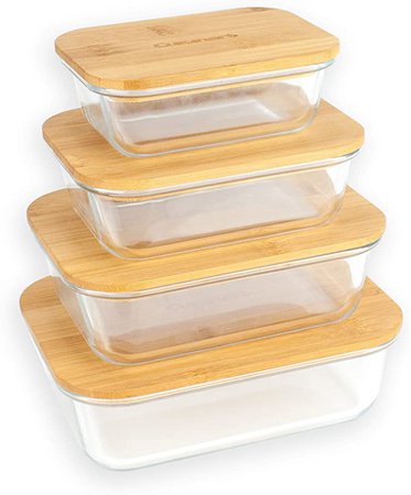 Cuisinart Glass Containers with Bamboo Lids - 8 Piece Rectangle Glass Food Storage Containers with Lids Set - Food Containers Keep Food Fresh, Perfect for Meal Prep and Kitchen Storage Organization: Amazon.ca: Tools & Home Improvement