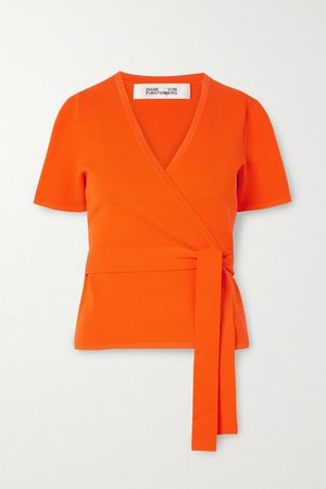 Mirella Knitted Wrap Top - Bright orange