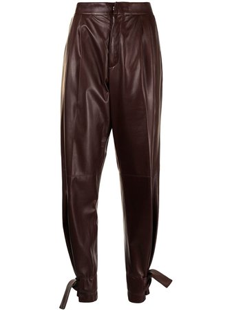Jil Sander tapered leather trousers brown JSWR653076WRL01011 - Farfetch
