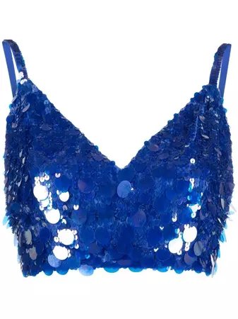 P.A.R.O.S.H. V-neck Sequin Embellished Crop Top - Farfetch
