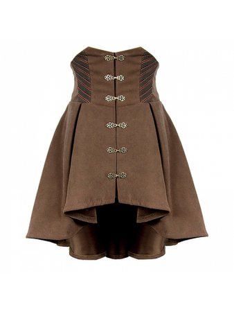 Steampunk Brown Empire Waist A-line Skirt by Mr Yi's Steamland