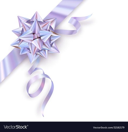 Holographic foil gift bow isolated on white Vector Image