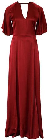 Anna Etter Maxi Wine Viscose Red Dress Cherie With An Open Back