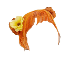 orange hair bangs png flower buns