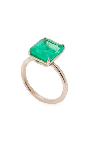 18K White Gold And Emerald Ring by Maria Jose Jewelry | Moda Operandi