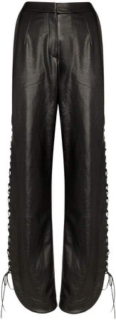 high-waisted lace-up trousers